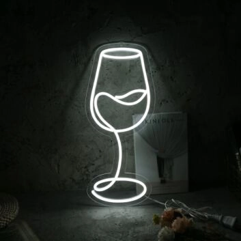 Sophisticated Elegant Wine Glass Neon Light