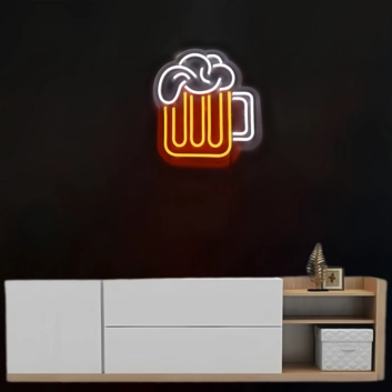Overflowing Beer Glass Neon Light