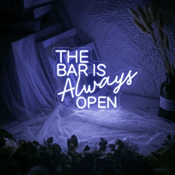 Inviting THE BAR IS Always OPEN Neon Light