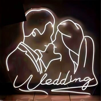 Customize Wedding Romantic Kissing Couple Portrait Neon Sign