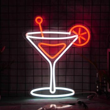 Elegant Cocktail Glass Neon Light