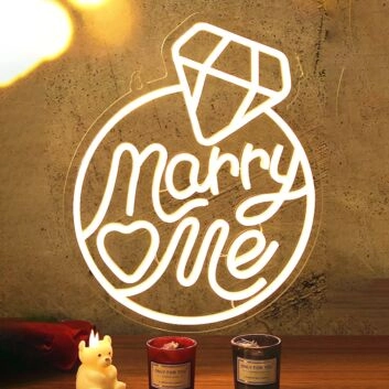 Marry Me Diamond Ring Neon Sign