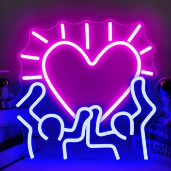 Doll Figure Holding Heart Neon Sign