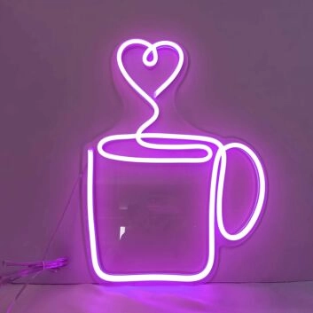 Heart Coffee Cup Neon Sign