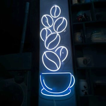 Coffee Beans and Cup Neon Sign