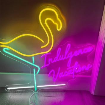 Customize Indulgence Vacations Flamingo Neon Sign