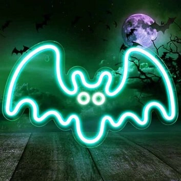 Playful Halloween Bat Neon Sign