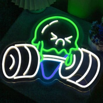 Cute Weightlifting Ice Cream Neon Sign