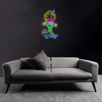 Skateboarding Ice Cream Neon Sign