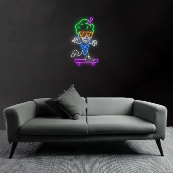 Skateboarding Ice Cream Neon Sign