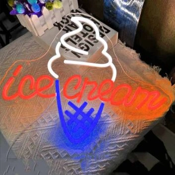 Customize Delightful Ice Cream Cone Neon Sign
