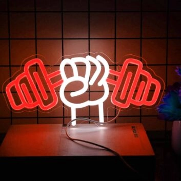 Gym Hand Holding Dumbbell Style 2 Neon Sign