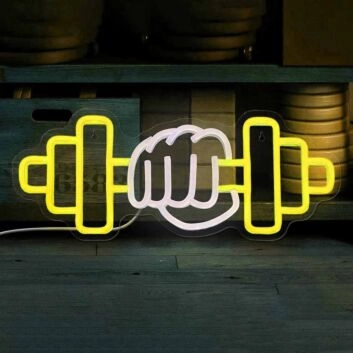 Gym Hand Holding Dumbbell Style 3 Neon Sign