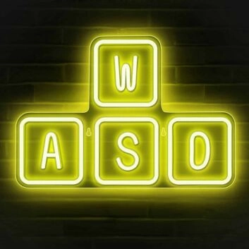 Gaming Keyboard Keys Neon Sign