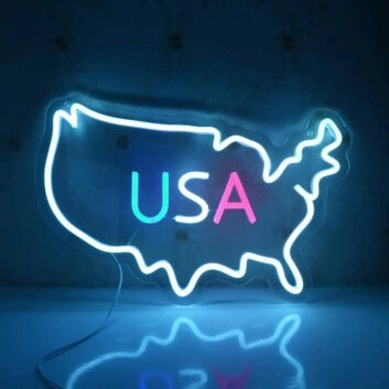 USA Map Neon Sign