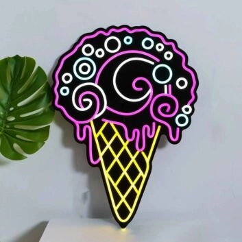 Oversized Summer Ice Cream  Black Backsplash Neon