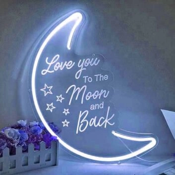 Love You to the Moon and Back Wedding Neon Sign