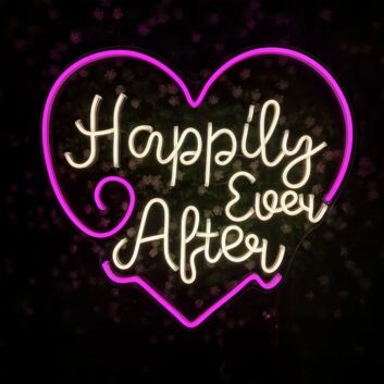 Happily Ever After Heart Wedding Decor Neon Sign