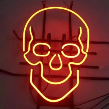 Skull Bold Iron Frame Neon Sign
