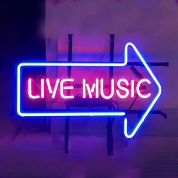 LIVE MUSIC Energetic Iron Frame Neon Sign