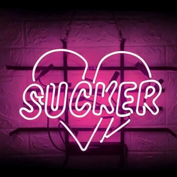 SUCKER Heart-shaped Fun Iron Frame Neon Sign