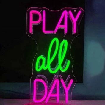 Play All Day Game Neon Sign