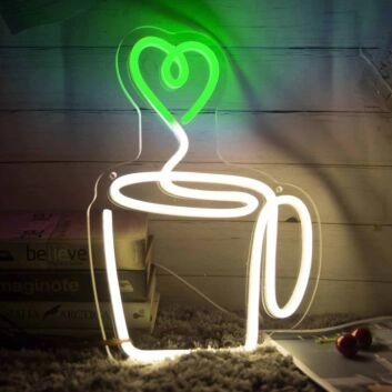 Heart Aroma Coffee Cup Neon Sign
