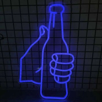 Celebratory Toast with Bottles Bar Neon Sign