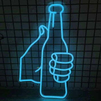 Celebratory Toast with Bottles Bar Neon Sign