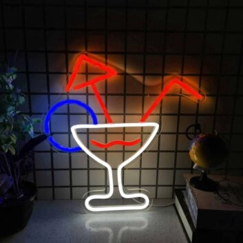 Elegant Cocktail Glass Bar Neon Sign