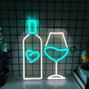 Vodka Bottle and Glass Combo Bar Neon Sign