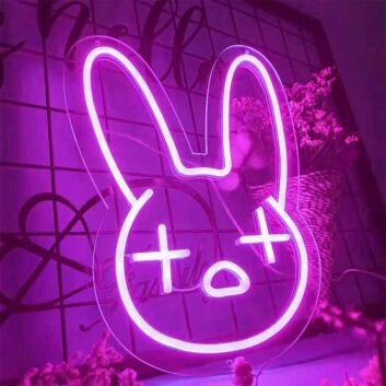 Confused Bunny Animal Neon Sign