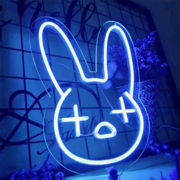 Confused Bunny Animal Neon Sign