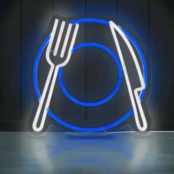Elegant Western Restaurant Cutlery Neon Sign