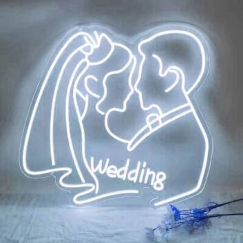 Customize Abstract Kissing Couple Wedding Neon Sign