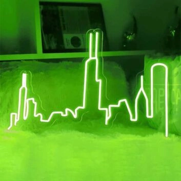 City Skyline Abstract Lines Artistic Neon Sign