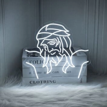Elegant Christ Jesus Neon Sign for Spiritual Spaces and Religious Shops
