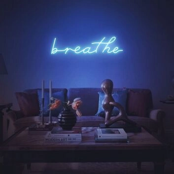 Breathe Neon Sign for Relaxation Spaces and Yoga Studios