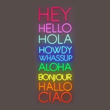 Hey Hello Hola Neon Sign for Welcoming and Fun Spaces