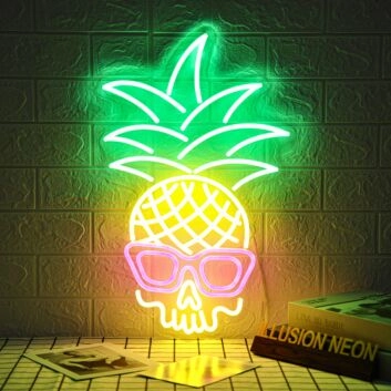 Tropical Pineapple Skull Neon Sign for Unique and Edgy Decor