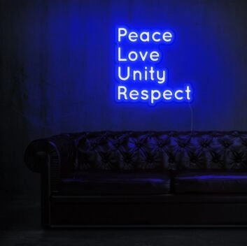 Peace Love Unity Respect Plur Neon Sign for Positive and Peaceful Spaces