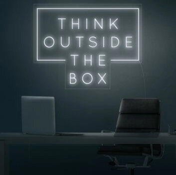 Think Outside The Box Neon Sign for Inspirational and Creative Spaces