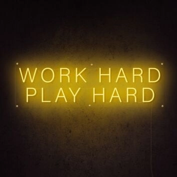 Work Hard Play Hard Neon Sign for Motivational and Inspirational Spaces