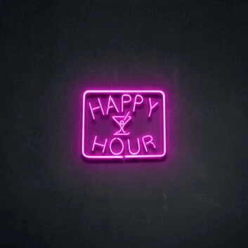 Happy Hour Neon Sign for Bars and Social Spaces