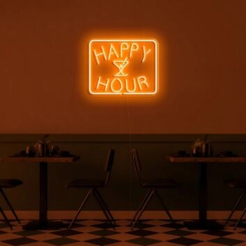 Happy Hour Neon Sign for Bars and Social Spaces