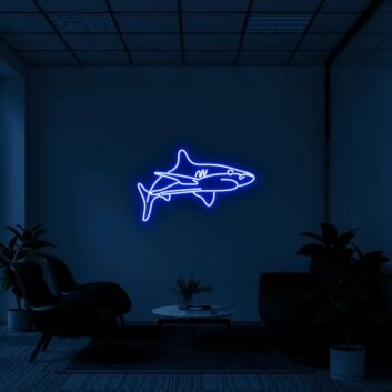 White Tip Shark Neon Sign for Marine and Ocean Lovers