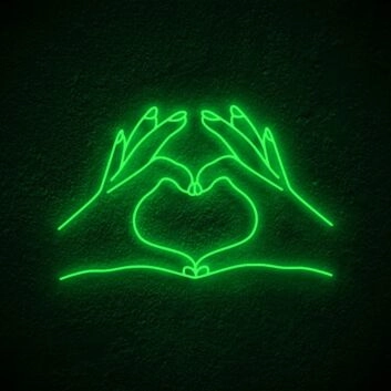 Heart Hand Neon Sign for Loving and Positive Spaces