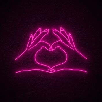 Heart Hand Neon Sign for Loving and Positive Spaces