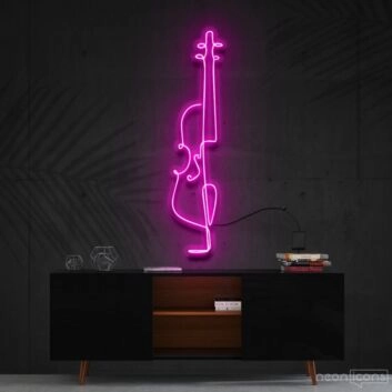 Cello Line Art Neon Sign for Music Lovers and Artistic Decor