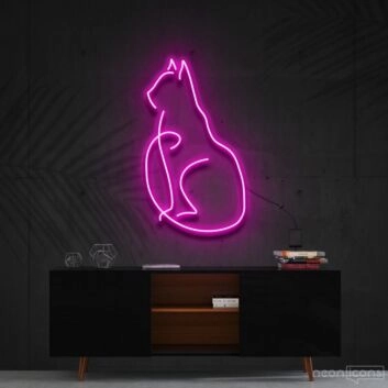 Curious Cat Neon Sign for Cat Lovers and Pet Spaces